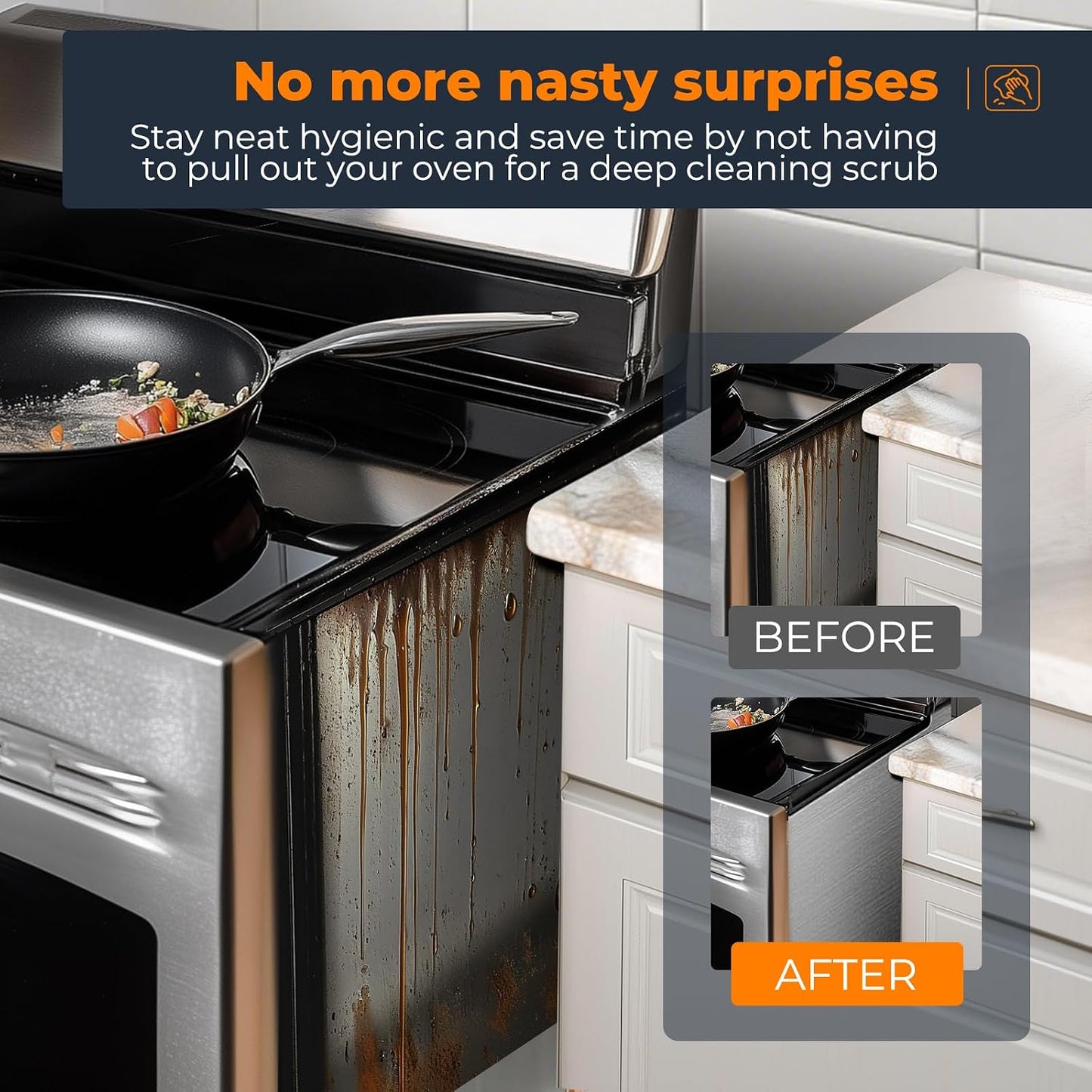 SEVCHY Silicone Stove Gap Covers (2 pack), Oven Gap Filler, Heat Resistant Stove Gap Filler, Seal Gap between Stovetop and Counter, Easy Clean (21 inch, Black)