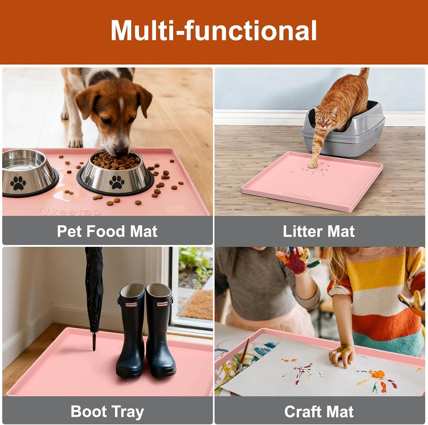 34" x 22" Extra Thick Silicone Mat Waterproof with Raised Edge, | Under Sink Mat for Kitchen & Bathroom, Kitchen Cabinet Liner, Multi-Purpose for Storage & Protection