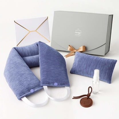 Premium Lavender Neck Wrap Set, Microwavable Heat Pad with Eye Pillow | Balanced lavender, salt, and buckwheat blend creates soothing neck warmth, warm or chilled use, and added tired-eye comfort.