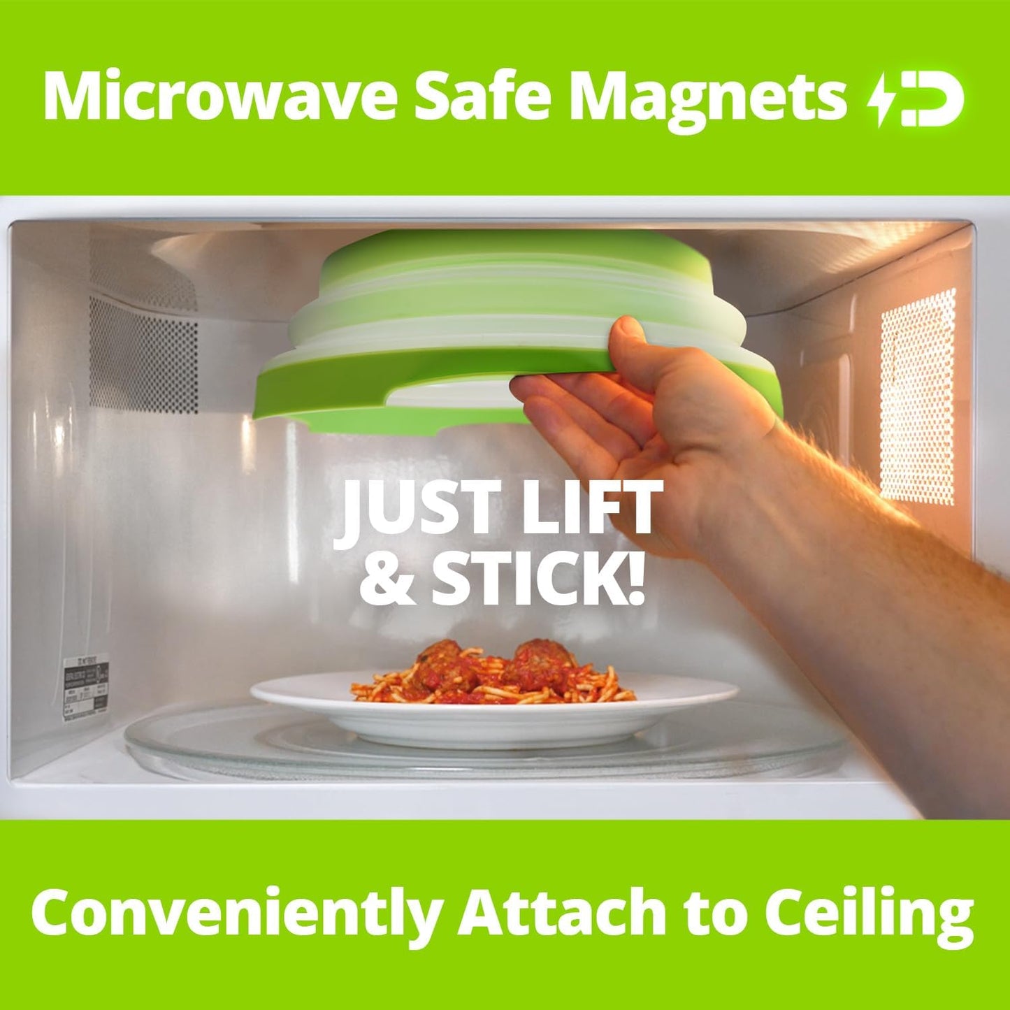 HOVER COVER Magnetic Microwave Splatter Cover - 12-Inch Collapsible - Gray | High Power, Stronger Magnetic Grip, BPA-Free Lid, Vented Plate Guard with Steam Vents, Dishwasher Safe, Space-Saving Storage