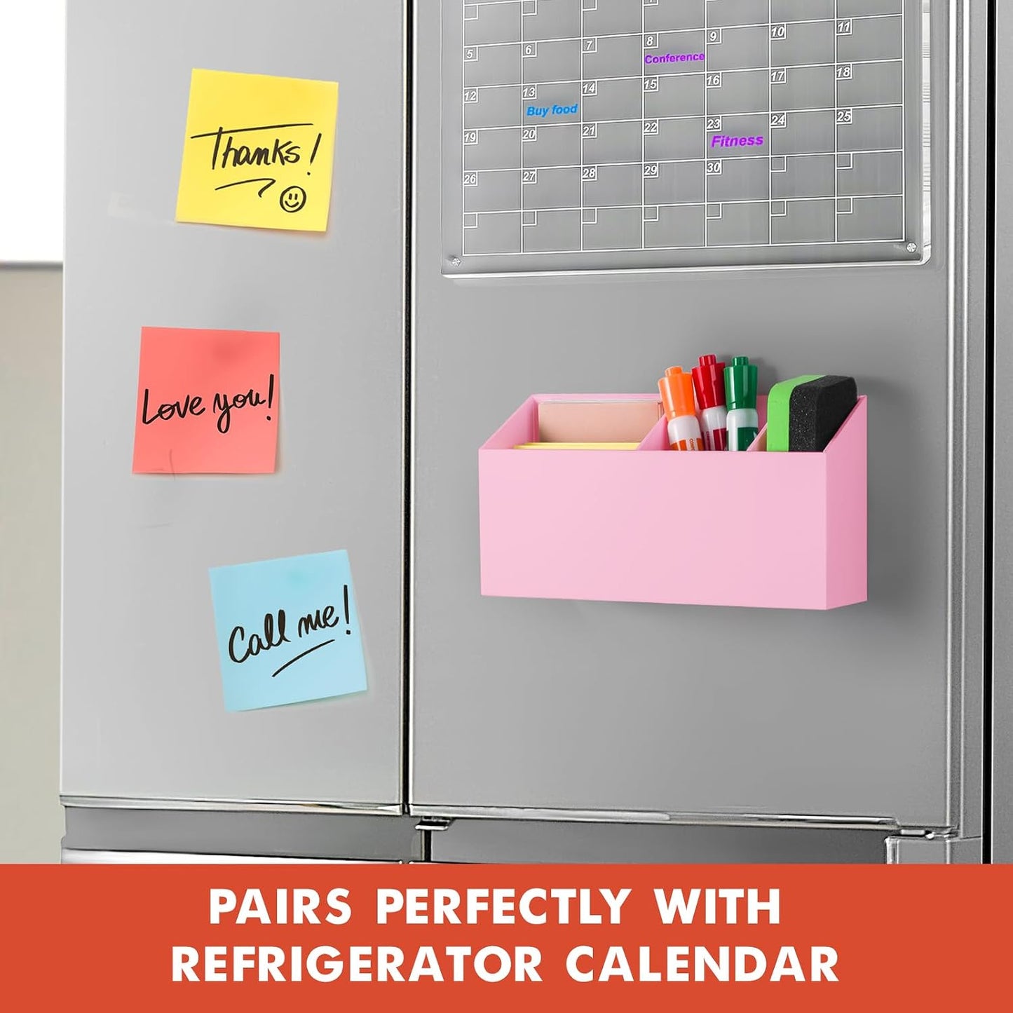 Magnetic Dry Erase Marker Holder for Whiteboard, Fridge, Classroom | Acrylic Magnet Pen Holder for Office, Refrigerator, Whiteboard Maker Holder for Teacher, Locker Organizer Accessories(Clear)