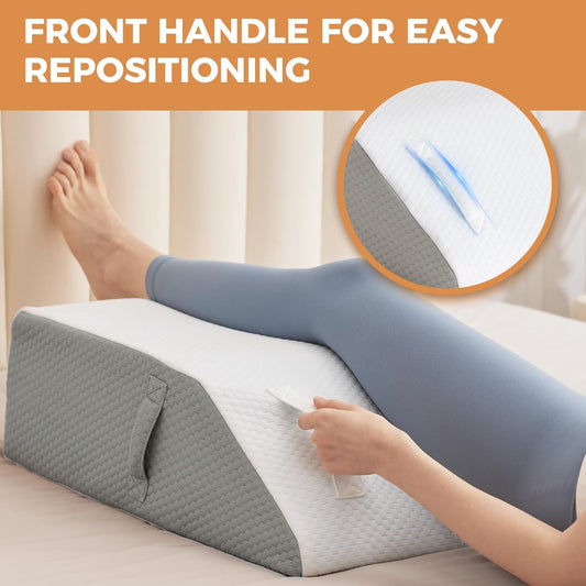 BIEEZZK Leg Elevation Pillow Blood Circulation, 23.6×16.8×8in, White/Grey
