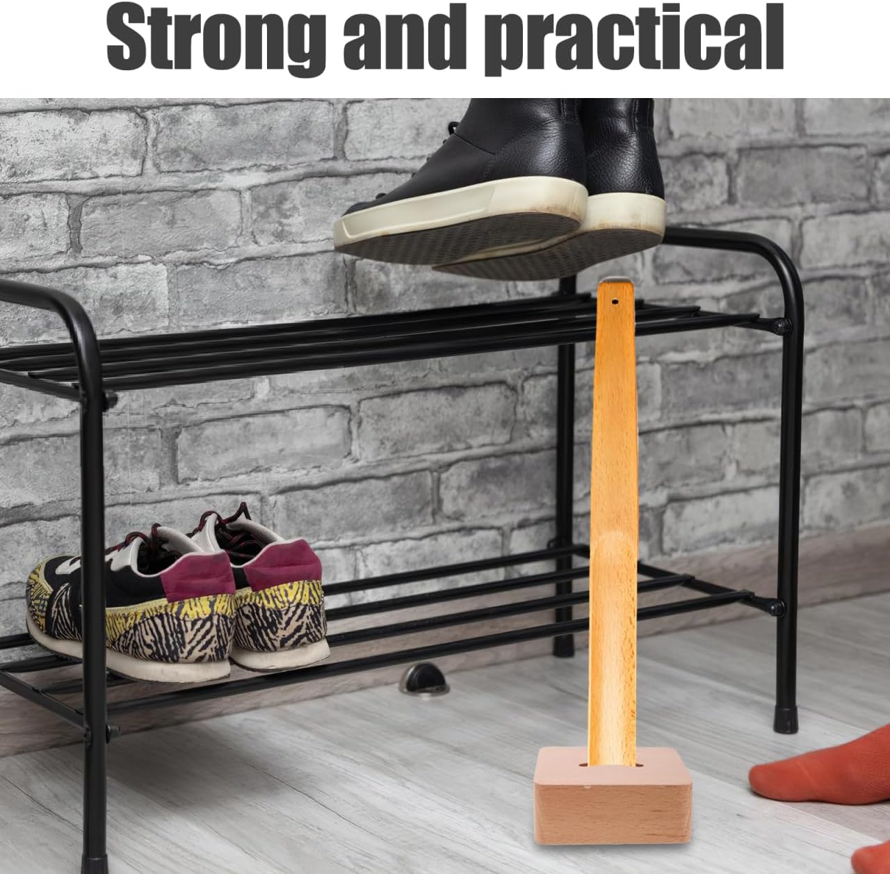 GALPADA Wooden Shoe Horn Storage Base Shoe Horn Stand Organizer Closet Holder Countertop Holder Entryway Hallway Home Decor 3.54X3.54X1.37in