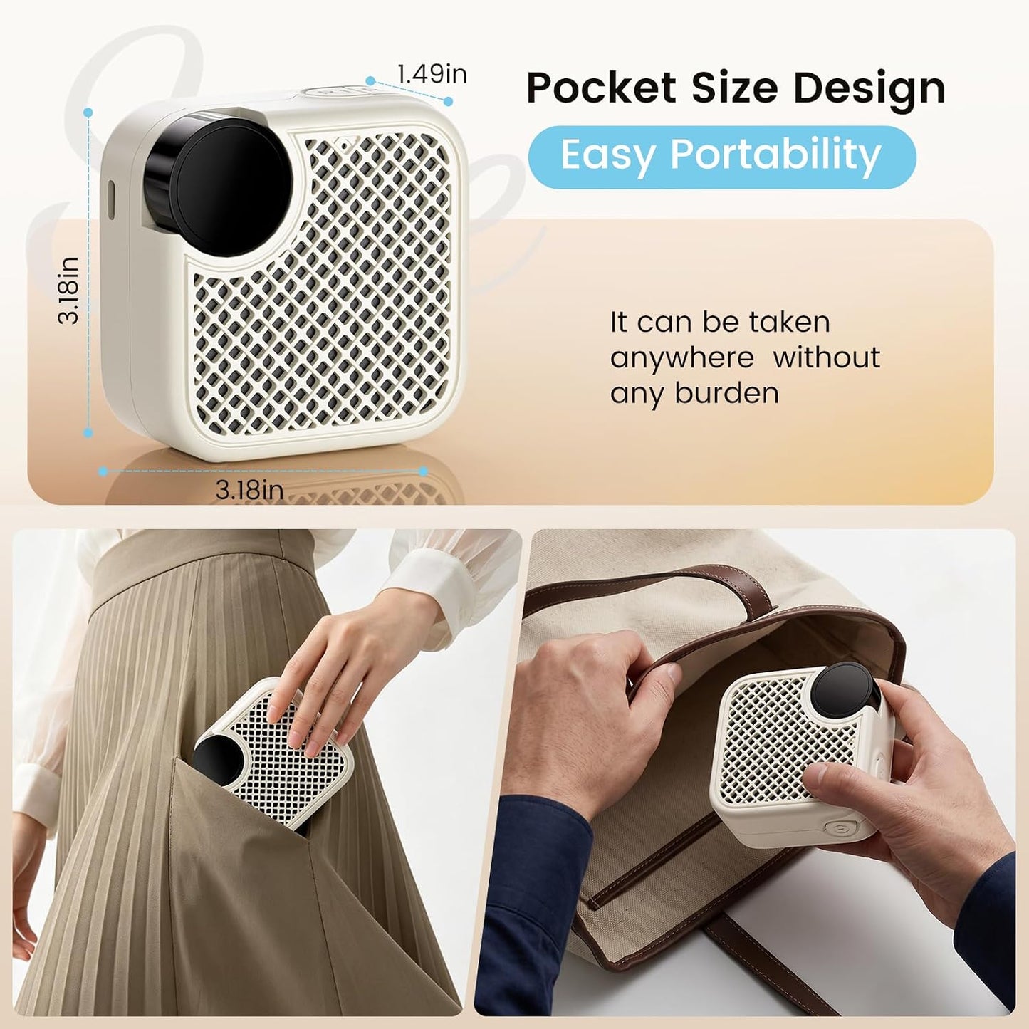 Portable White Noise Machine with Bluetooth Speaker 18 Soothing Sounds | Sound Recording Memory, 5-180min Timer, 16 Volume Levels, Compact 3x3x1.5in for Baby, Kids, Adults - Travel, Home, Office