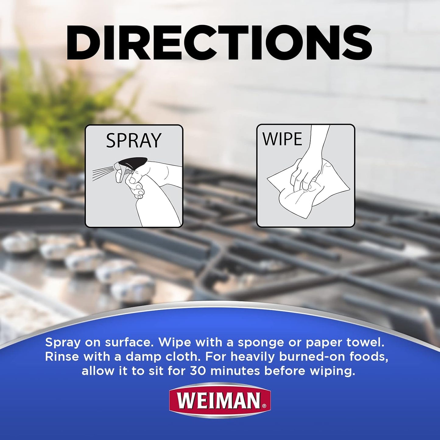Weiman Heavy Duty Gas Range & Stove Top Cleaner and Degreaser - 2 Pack, 24 Ounces with MicroFiber Cleaning Towel
