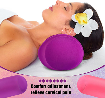 Geelin 2 Pcs Microbead Roll Pillow 11.8 x 6.3 Inch Soft Pillow Bolster Cylindrical Pillow Microbead Pillows for Sleeping Home Travel Neck Head Back Support Rest (Violet, Black)