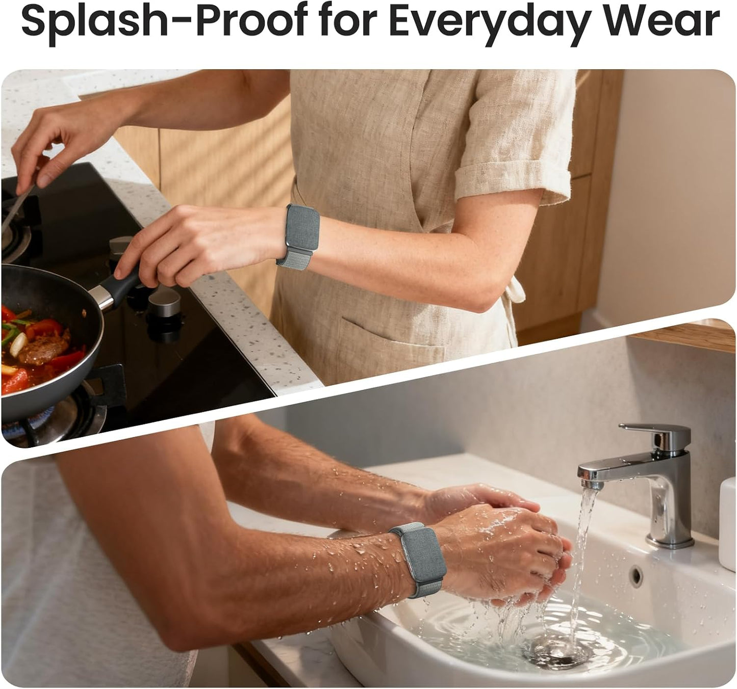 REACHER Vibrating Alarm Watch Wristband for Hearing Impaired | Private vibration-only alarm for shared bedrooms, dorms, couples, Battery Powered, Comfortable woven fabric band loop