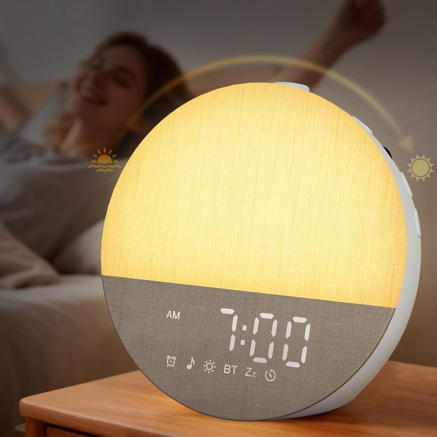 Sunrise Alarm Clock with Sounds Machine:Gentle Wake Up for Heavy Sleepers | Relieve Anxiety Dimmable Clock with Bluetooth Memory for Bedroom - White Noise Machine with 30 Sleep Sounds