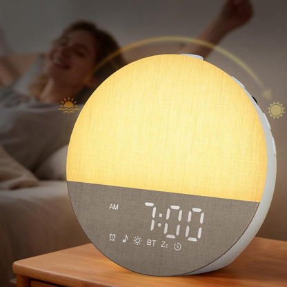 Sunrise Alarm Clock with Sounds Machine:Gentle Wake Up for Heavy Sleepers | Relieve Anxiety Dimmable Clock with Bluetooth Memory for Bedroom - White Noise Machine with 30 Sleep Sounds