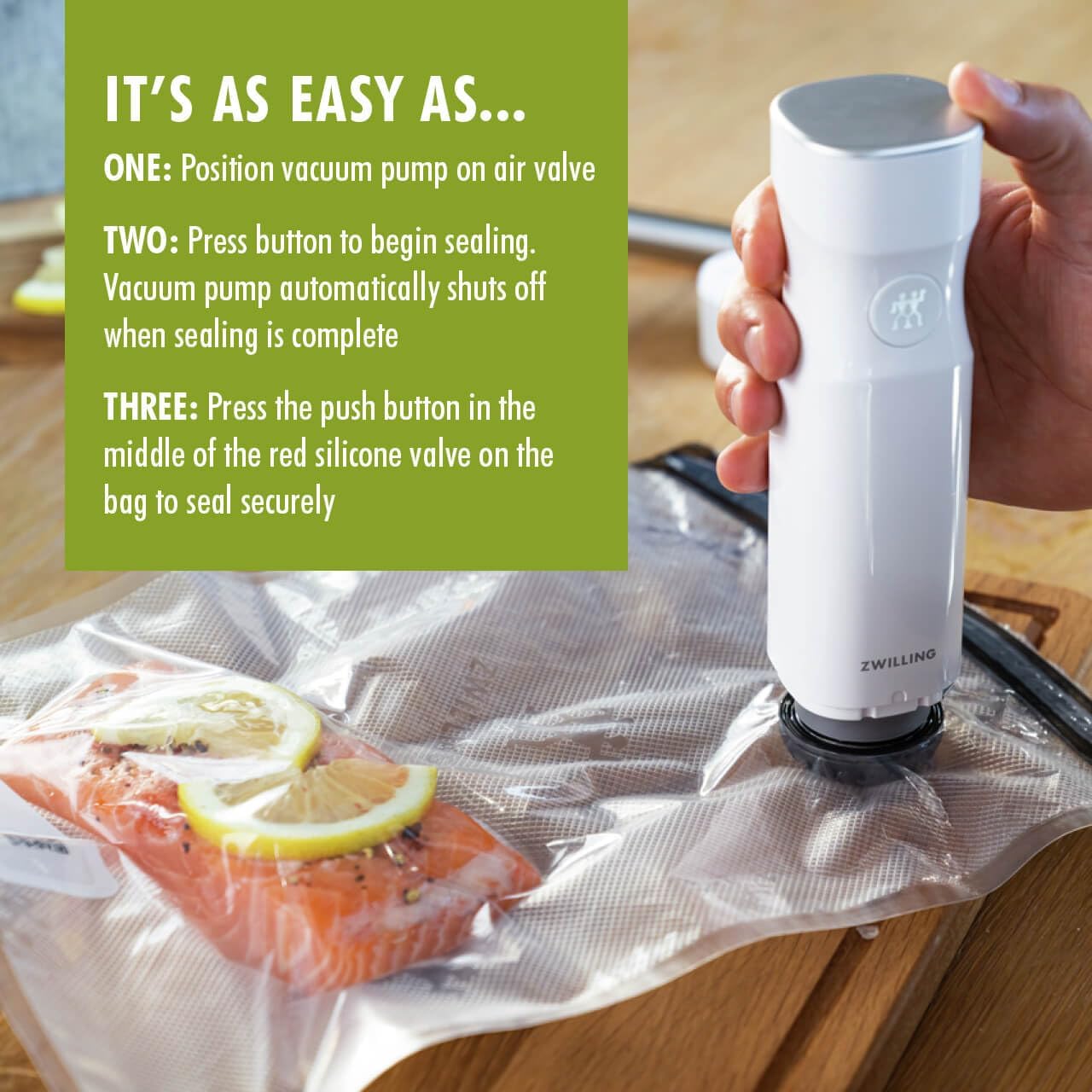 For food to stay fresh up to 5X longer, pump required (not included).