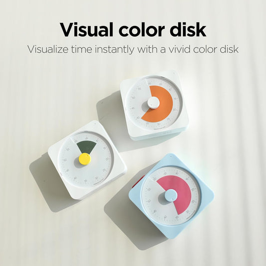 mooas Analog Focus Silent Visual Timer, Countdown, 60-Min Max (Orange)