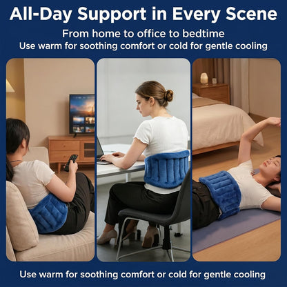 Microwave Heating Pad for Lower Back, Waist, Periods Cramps Pain Relief - Wearable Microwavable Heating Pads Heating Pad with Flax Seed for Hot & Cold Therapy, Unscented Wearable Heat Pack（Navy Blue）