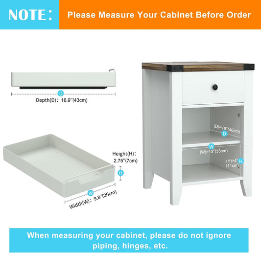 Jolitac 1 Pack Pull Out Cabinet Organizer with Adhesive Nano Film Heavy Duty Storage and Organization Slide Out Pantry Shelves for Kitchen, Bathroom and Living Room (9.8" Wide-16.9" Deep)