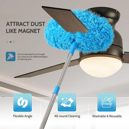 4PCS Microfiber Duster Kit, 3 in 1 Microfiber Dusters Retractable Gap Dust Cleaner and Chenille Duster with 83 inches Extra Long Extension Pole for Cleaning Ceiling Fan, High Ceiling