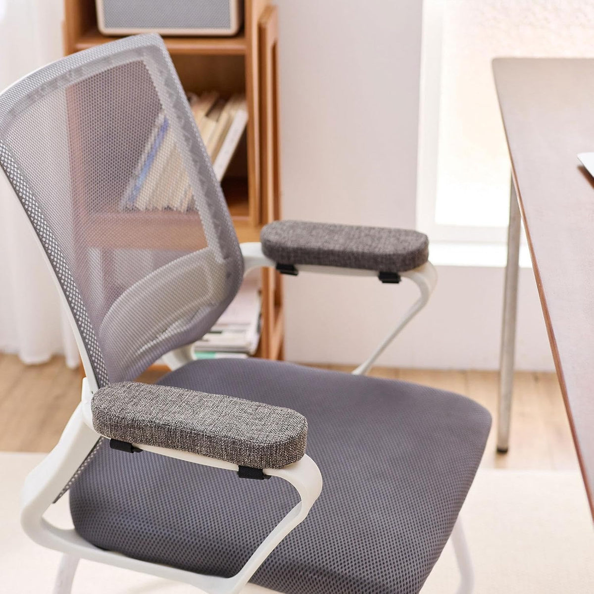 Office Chair Armrest Pad Elbow Cushion Thick Removable Cover Desk Chair Armrest Cushion Arm Padding for Recliners Sofa Home, Beige