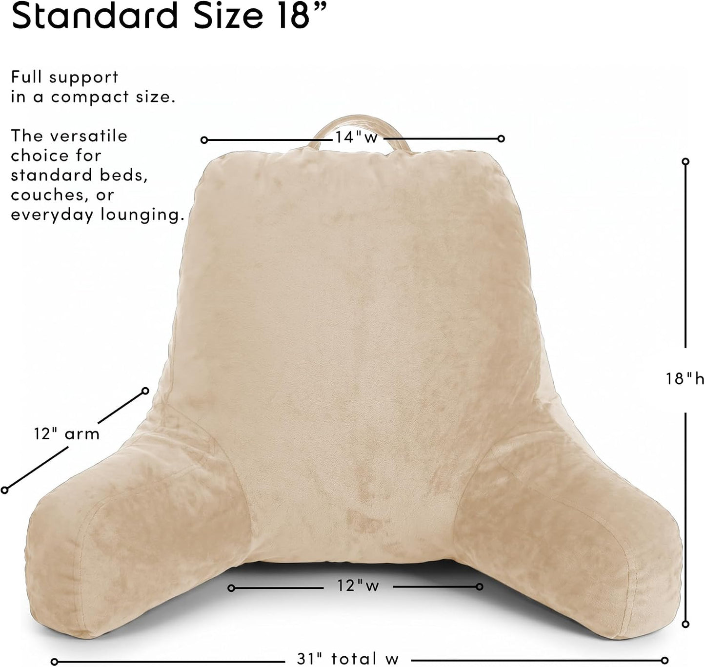 Nestl Reading Pillow with Shredded Memory Foam, Designed for Sitting Up in Bed and Couch, Back and Arms Adjustable Support for Adult & Teens Backrest Pillows for Reading, with Washable Cover Dark Grey