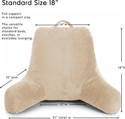 Nestl Reading Pillow with Shredded Memory Foam, Designed for Sitting Up in Bed and Couch, Back and Arms Adjustable Support for Adult & Teens Backrest Pillows for Reading, with Washable Cover Dark Grey