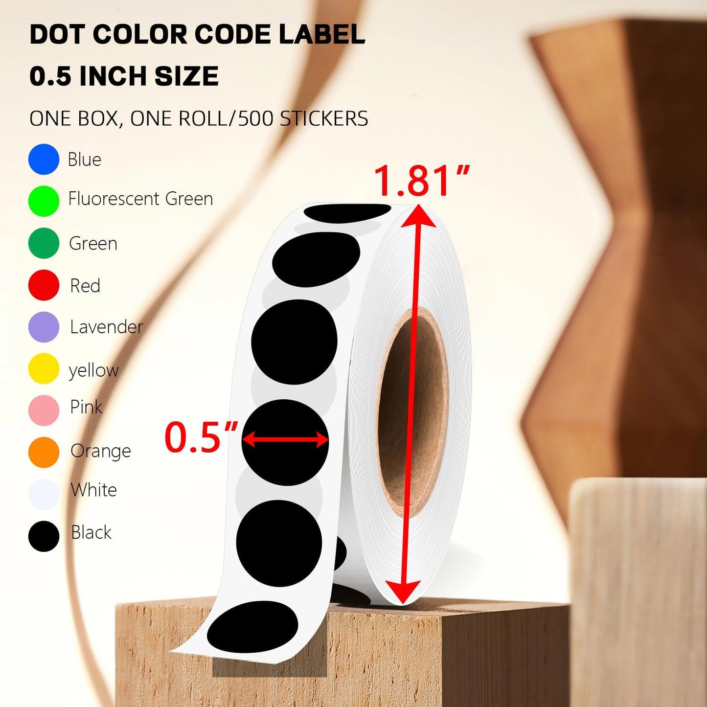 1/2 Inch Round Sticker,4 Rolls 2000Pcs Small Dot Stickers Color-Code Dots | Red+Yellow+Blue+Green 1.3cm Small Stickers Round Color Coding Circle Dots Stickers, Roll Dot Sticker Label for Office Home