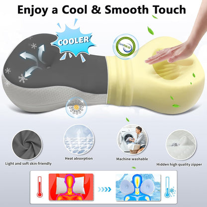 Cervical Neck Roll Pillow, Say Goodbye to Neck Pain, Travel Neck Support Pillow for Side Sleepers, Ergonomic Memory Foam Camping Pillow, Cervical Traction Device with Storage Bag