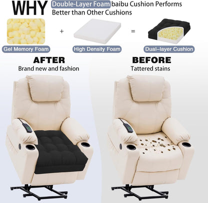 baibu Memory Foam Recliner Cushions for Elderly, 20 x 20 x 5 Inch,Dark Grey