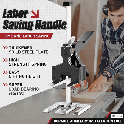 XClifes Labor Saving Arm Jack, 2 Pack Furniture Lifter Tool, Black | Multifunctional jack lifts up to 6.69" with 450 lbs capacity for cabinets, doors, windows & wall tile leveling.