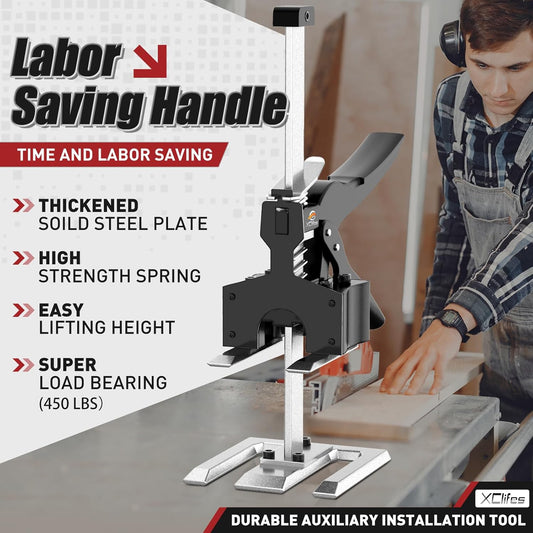 XClifes Labor Saving Arm Jack, 2 Pack Furniture Lifter Tool, Black | Multifunctional jack lifts up to 6.69" with 450 lbs capacity for cabinets, doors, windows & wall tile leveling.