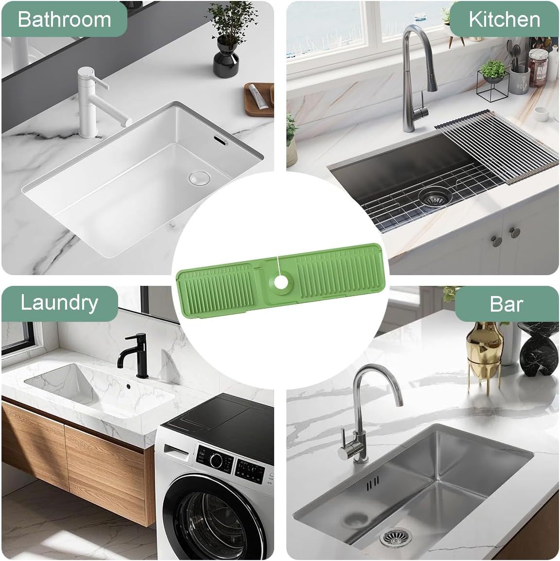 24 Inch Upgraded Draining Mat Folding faucet Mat for Bathroom Sink Splash Guard 7° Slope with Button Lock Water Draining Pad for Kitchen Bathroom Bar(Pink)