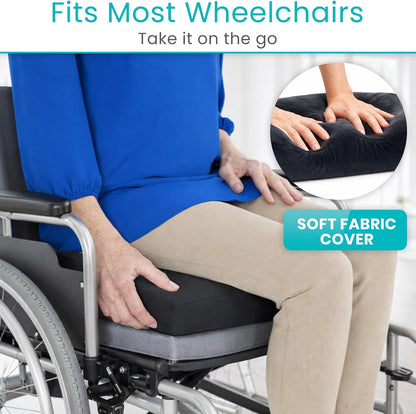 Vive Memory Foam Seat Cushion – Tailbone Pain Relief, Sciatica, Coccyx | Back Support for Office Chair, Car Seat, Wheelchair & Airplane, Water-Resistant Cover, 2-Layer Foam Comfort, Wheelchair