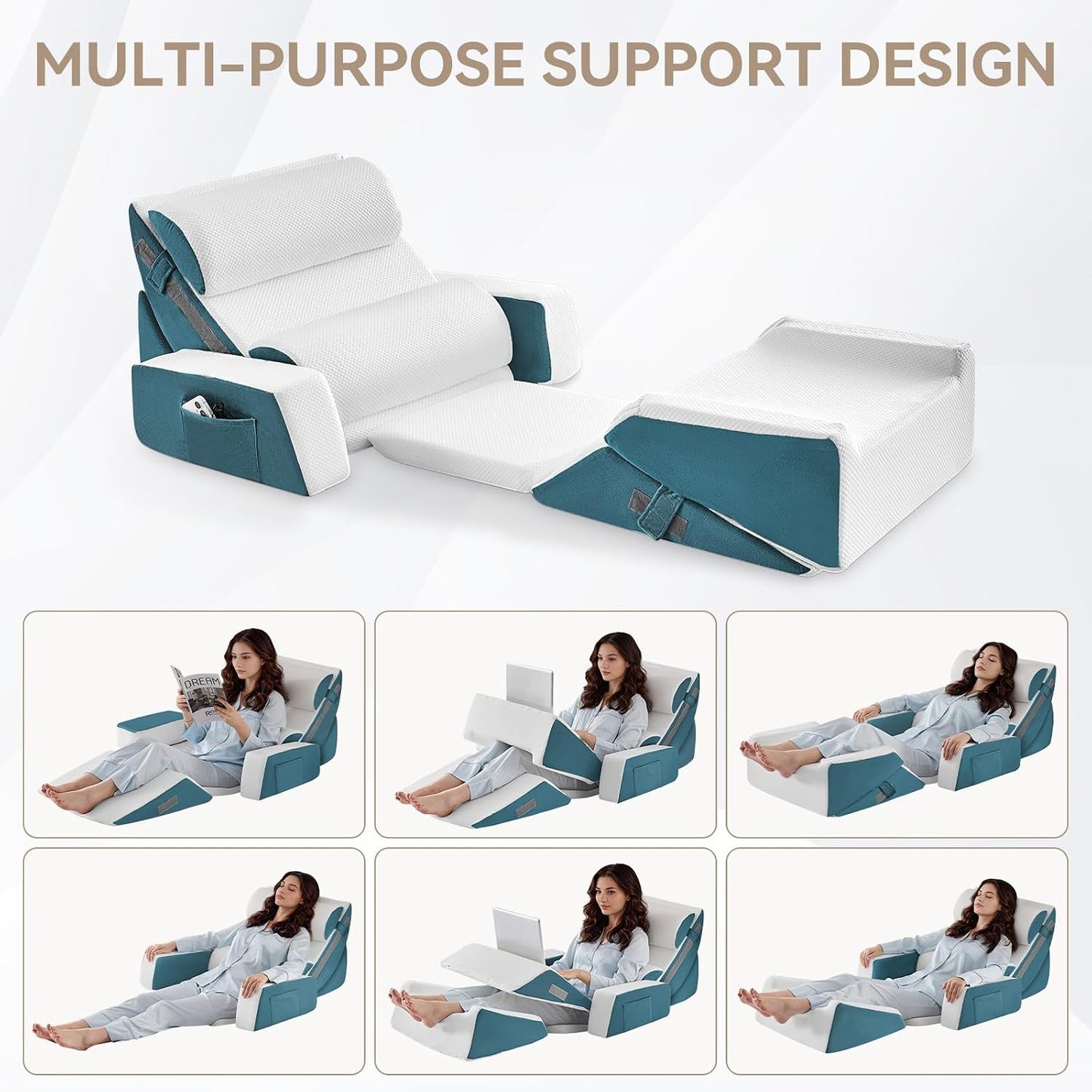 Yojoker Leg Elevation Pillows for Swelling, Memory Foam Wedge Pillow for Legs Blood Circulation, Leg Elevation Pillows for After Surgery, Knee Wedge Pillow for Sleeping Back Hip Ankles Relief