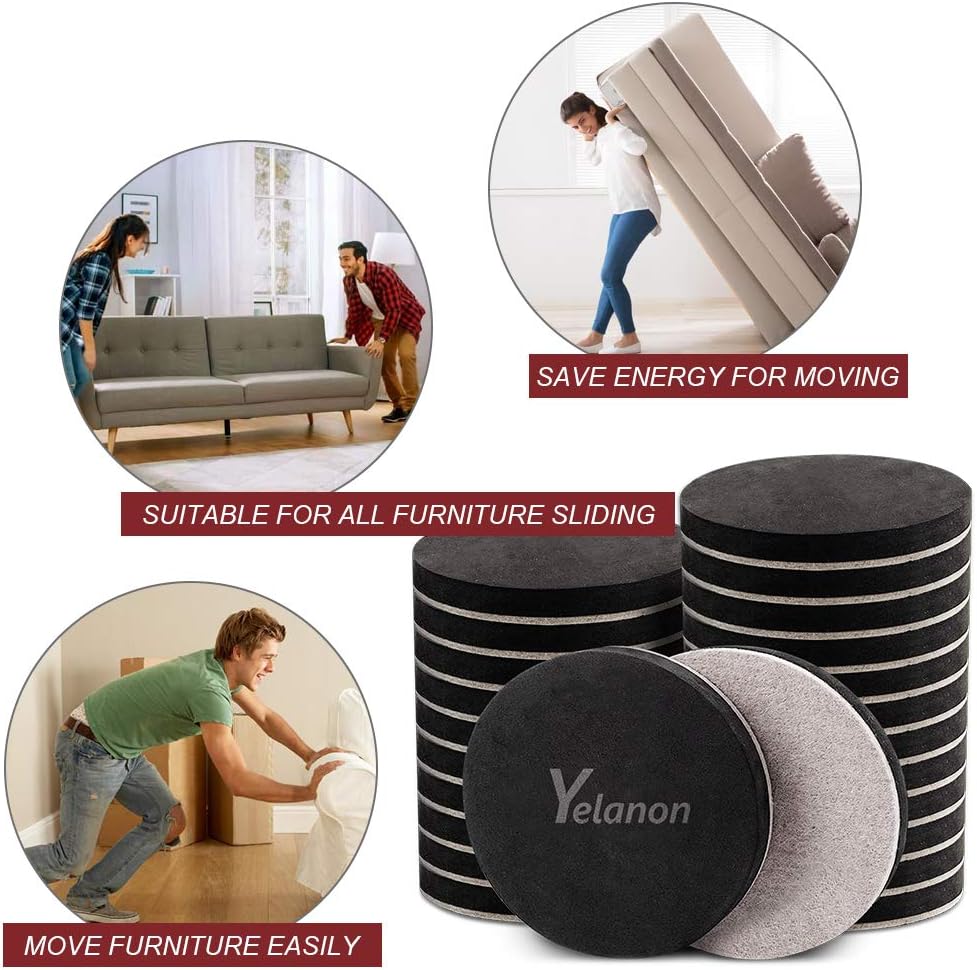 Furniture Sliders, 20pcs-3 1/2” Felt Furniture Sliders for Carpet, Furniture Pads Hardwoods Floors, Heavy Furniture Movers Sliders, Reusable Moving Pads, Floor Protectors for Carpet