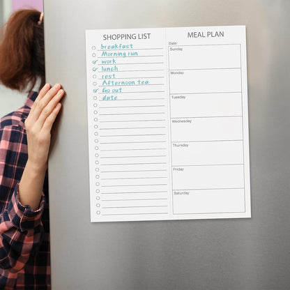 Gueevin 2 Pcs Magnetic Dry Erase Grocery List for Fridge 10" x 12" Magnet White Board Sheet with 8 Whiteboard Markers 2 Eraser Reusable for Refrigerator Kitchen Locker Cabinet Door(Gray Line)