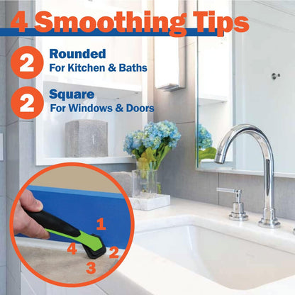 Warner Manufacturing 3-in-1 Caulk Tool for Easy Removal and Application, Scraper, Brush and Applicator,Green