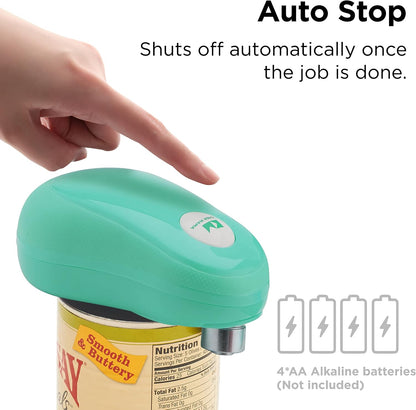 Kitchen Mama One Touch Electric Can Opener, Avocado | Opens with One Button Press, Auto-Stop, Smooth Edge, Cordless, Battery Operated
