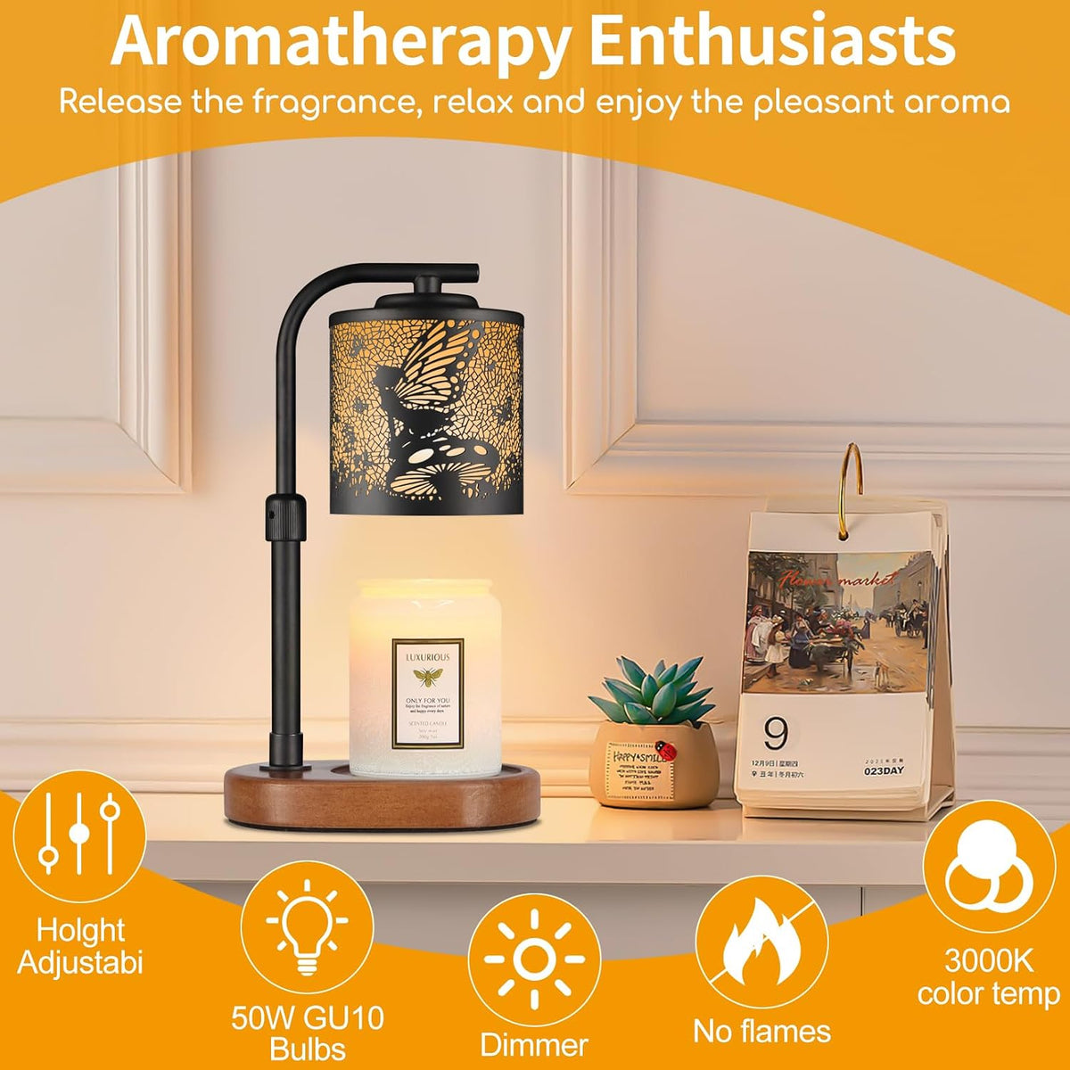 kobodon Candle Warmer Lamp with Timer Dragonfly Electric Candle Lamp Warmer
