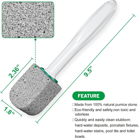 Pumice Stone Toilet Bowl Cleaner for Hard Water Ring & Stains | Removes hard water rings, calcium buildup & rust stains from toilet bowls without scratching porcelain.