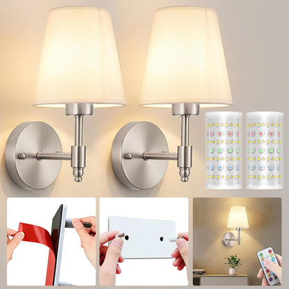 Nekhung Battery Operated Wall Sconce, Peel and Stick Sconces Set of 2