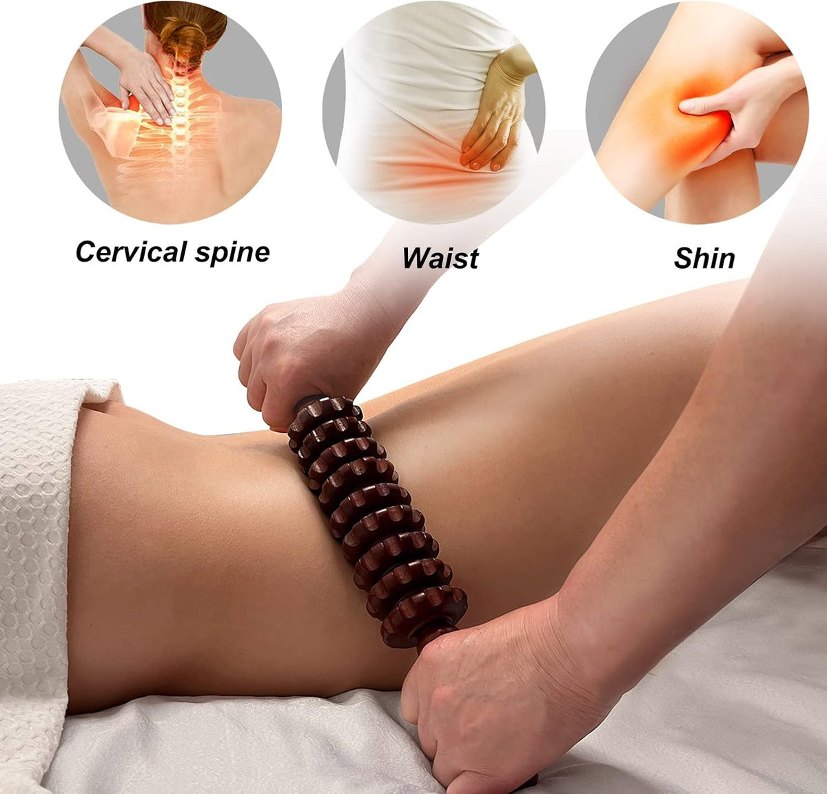 Wooden Massager Handheld Roller Trigger Point Massager Stick for Fascia, Cellulite, Muscle & Abdomen , Body Therapy Massager, Muscle Belly Relief Tool…