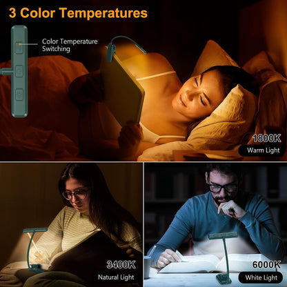 Gritin 19 LED Rechargeable Book Light for Reading in Bed | Eye Caring 3 Color Temps,Stepless Dimming Brightness,Memory Function,90 Hrs Runtime Lightweight Clip on Light for Book Lovers