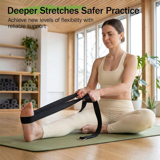 Yoga Strap for Stretching,Cotton Yoga Strap with Adjustable D-Ring Buckle,Non-Elastic Yoga Belt for Pilates,Gym Workouts,Physical Therapy,Improve Flexibility