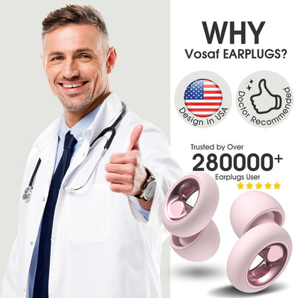 Noise Cancelling Ear Plugs for Sleeping, Reusable Silicone Ear Plugs for Noise Reduction, Soft Hearing Protection with 8 Ear Tips for Concerts, Work, Shooting, and Travel(Rose)
