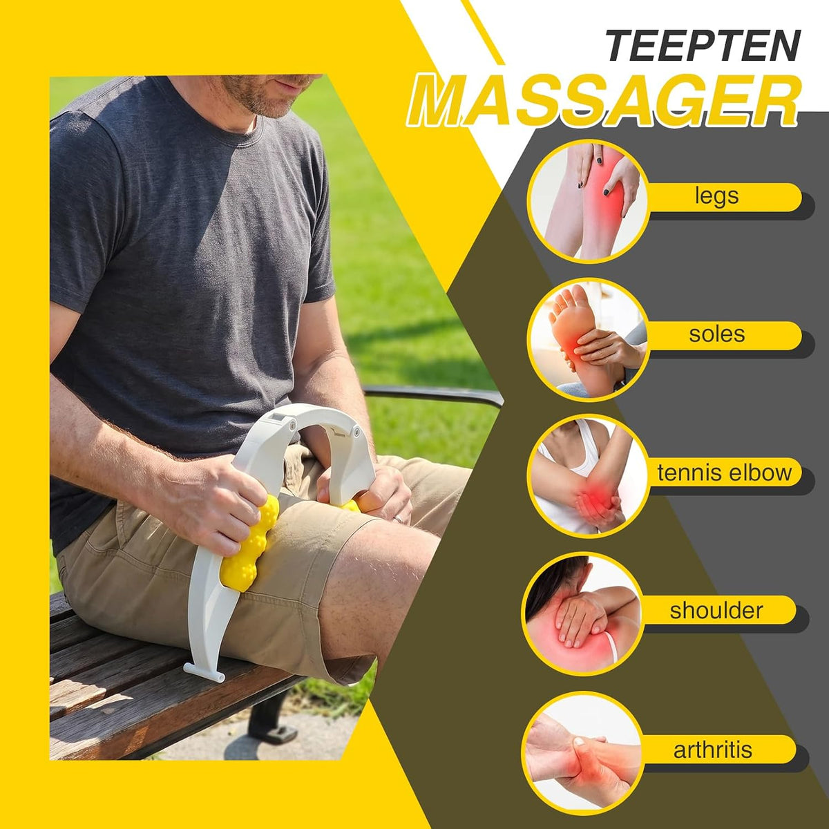 Arm Massager & Forearm Massager, Adjustable Muscle Roller for Tennis Elbow