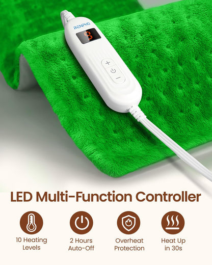 RENPHO Electric Heating Pad for Back with 10 Heat Levels, FSA Eligible HSA | Fit for Neck, Shoulder, Knee, Arm & Leg, Birthday Gift for Women, Men, Mom & Dad, HSA Approved, ETL Certified, 12 x 24", Gray