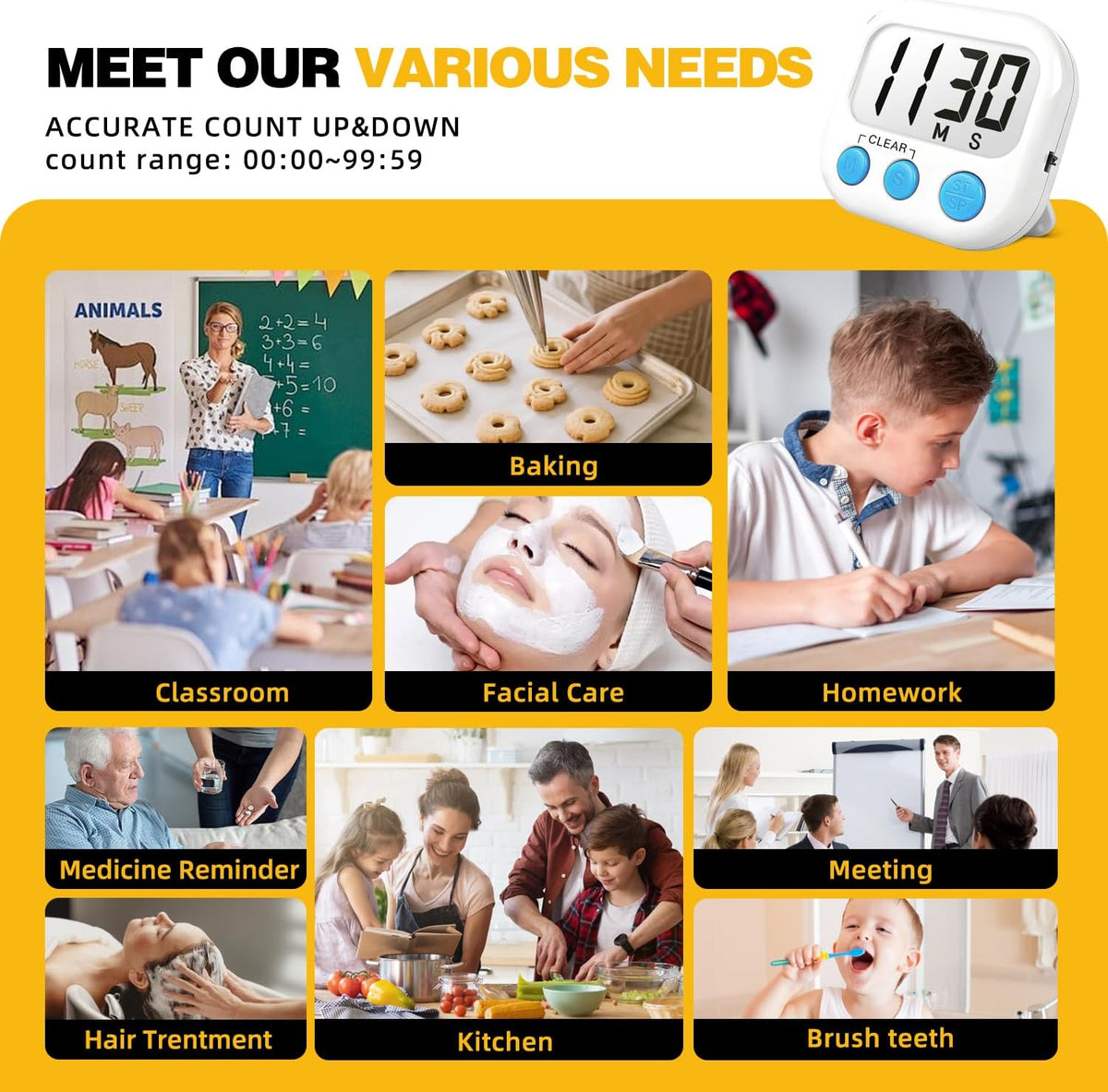 Digital Timer for Kids Classroom Timers for Teachers 2 Pack Blue Green