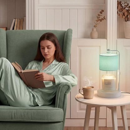 Candle Warmer Lamp with Timer, Best House Warming Gift, Height Adjustable & Dimmable Electric Candle Warmer Lamp, Includes 2 Bulbs, Birthday Gift for Women, Mom, Housewarming - Flaxen