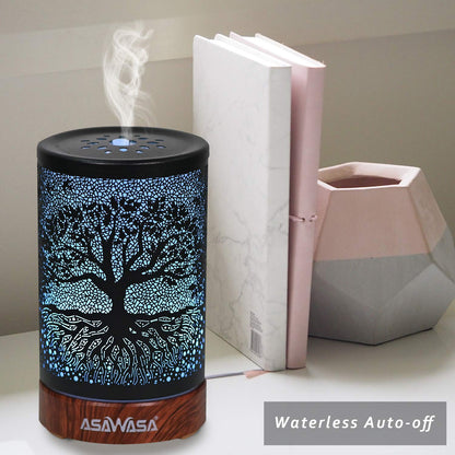 Diffusers for Essential Oils,ASAWASA Essential Oil Diffuser with Waterless Auto Shut-Off, Metal Art Aromatherapy Humidifier with Multi Color Changed Night Light,Ideal for Home Spa Yoga(Bird)
