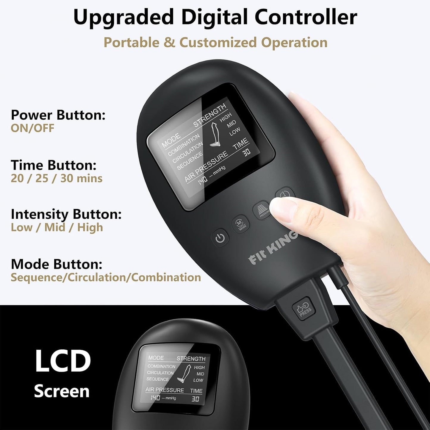 FIT KING Air Compression Leg Massager for Recovery, Foot and Calf Massager | Sequential Boots for Muscle Relaxation, Zipper Wearing, Not Cordless, FSA-HSA