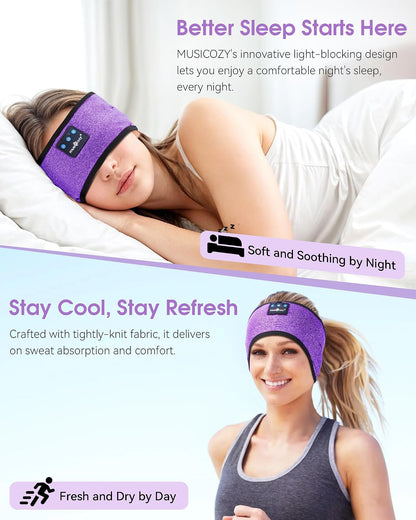 MUSICOZY Sleep Headphones Bluetooth Headband Headphones for Side Sleepers