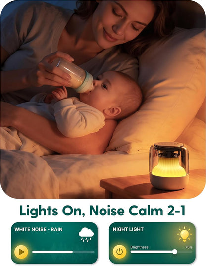 Babelio Pocket Glow White Noise Sound Machine - Upgraded 9 Color Night Lights, 20 Non-Looping Sounds, Timer & Memory Function, Portable for Adults & Babies, White