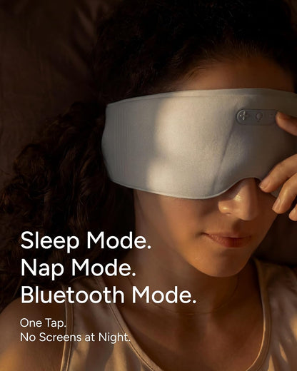 Sleenova SoundMask - Sleep Mask with Built-in Tuned Sleep Audio, Side Sleeper Optimized, Phone-Free Sleep & Nap, Bluetooth Modes, Soft Black