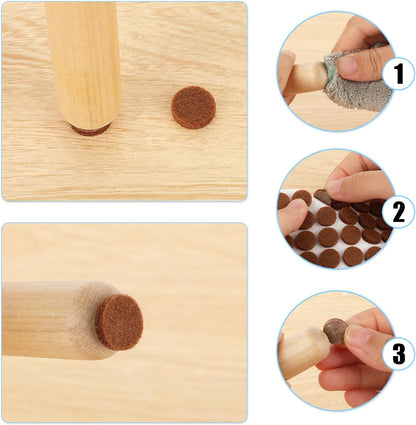 48 Pcs Brown Felt Cabinet Door Pads, 1/2 Inches Diameter Self Adhesive Felt Bumpers for Furniture Kitchen Cabinet Doors Floor Drawers Cupboards